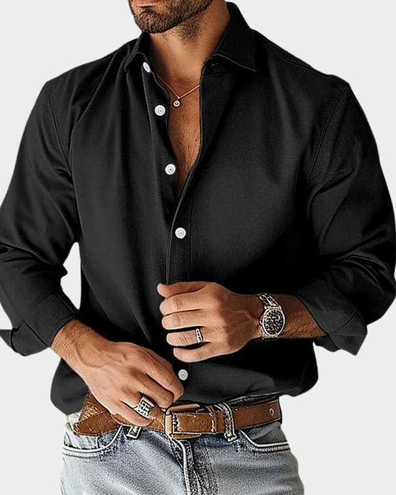 Men's Smart-Casual Shirt Long-Sleeve Button-Up Collared Slim Fit Office Business Everyday Versatile Relaxed Aldwin
