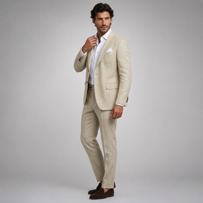 Men's Slim Fit Blazer and Trousers Two-Piece Suit Set Tailored Smart Formal Wedding Business Office Occasion Modern