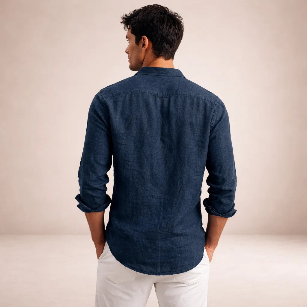 Men's Open Collar Shirt Long-Sleeve Button-Up Casual Smart-Casual Holiday Beach Everyday Relaxed Fit Griffith
