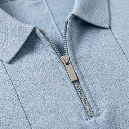 Men's Quarter-Zip Polo Shirt Short-Sleeve Collared Ribbed Casual Smart-Casual Everyday Golf Sport Regular Fit Weller