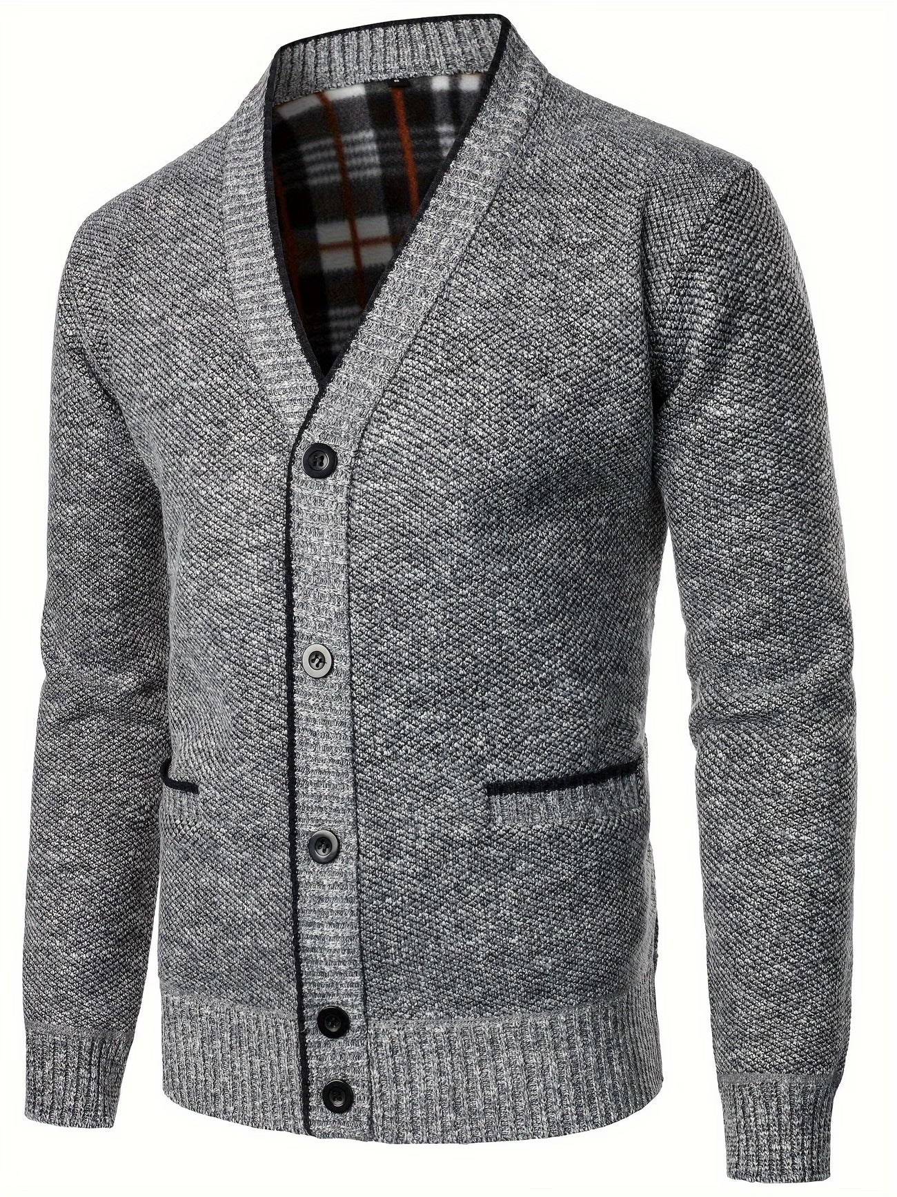 Men's Fleece Knit Cardigan Relaxed Fit Open Front Layering Everyday Wear