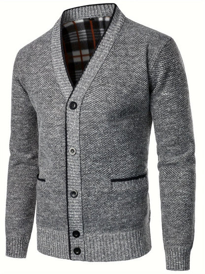 Men's Fleece Knit Cardigan Relaxed Fit Open Front Layering Everyday Wear