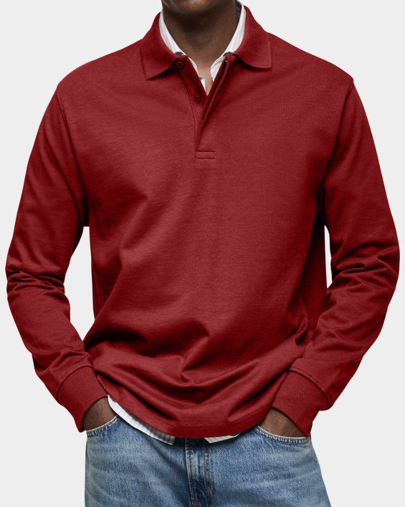 Men's Polo Shirt Long-Sleeve Classic Collared Regular Fit Casual Smart-Casual Everyday Golf Sport Versatile Godfrey