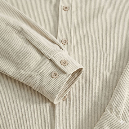 Men's Corduroy Shirt Long-Sleeve Button-Up Collared Overshirt Casual Layering Smart-Casual Everyday Vintage Rhett