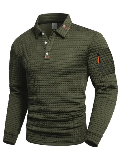 Men's Waffle Texture Polo Shirt Short-Sleeve Collared Casual Everyday