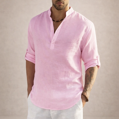 Men's Regular Fit Long Sleeve Shirt Stand Collar Casual Everyday Wear