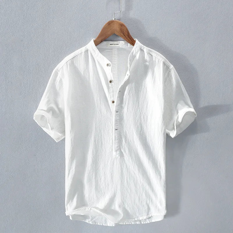 Men's Linen Shirt Relaxed Fit Long-Sleeve Button-Up Collared Breathable Casual Holiday Beach Everyday Idris