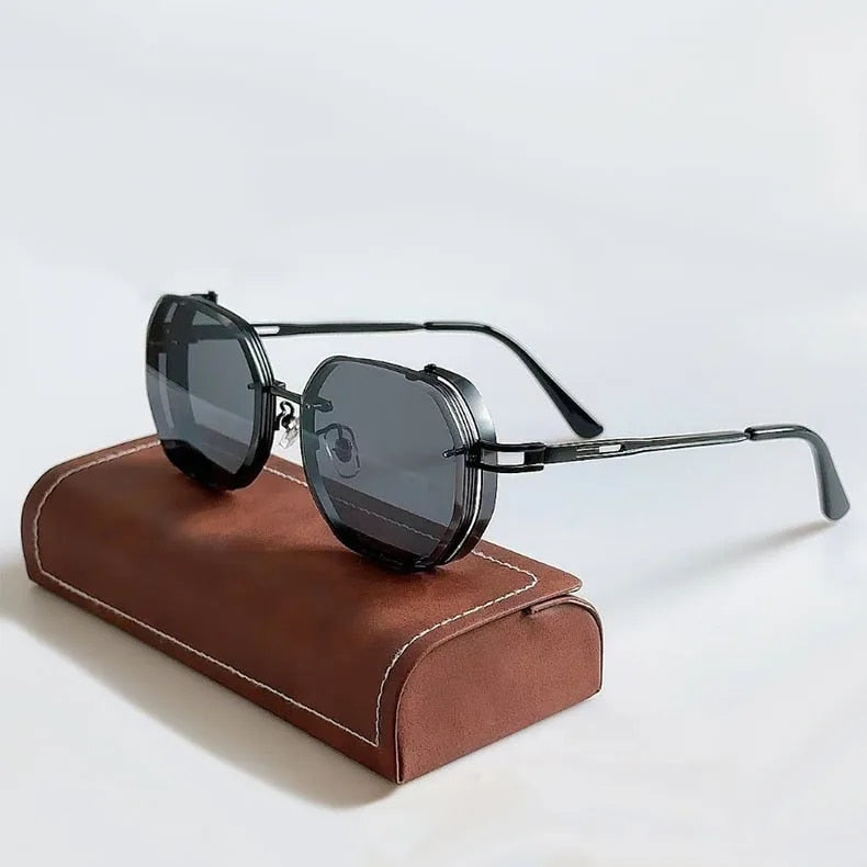 Men's Steampunk Sunglasses Polarized Round Metal Frame Tinted Lens Retro Fashion Casual Beach Holiday Everyday