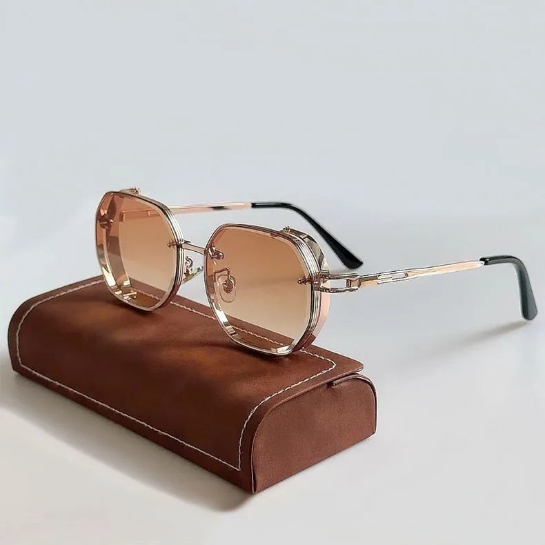 Men's Steampunk Sunglasses Polarized Round Metal Frame Tinted Lens Retro Fashion Casual Beach Holiday Everyday