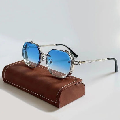Men's Steampunk Sunglasses Polarized Round Metal Frame Tinted Lens Retro Fashion Casual Beach Holiday Everyday