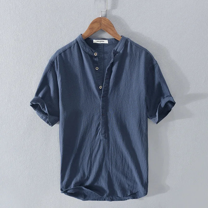 Men's Linen Shirt Relaxed Fit Long-Sleeve Button-Up Collared Breathable Casual Holiday Beach Everyday Idris
