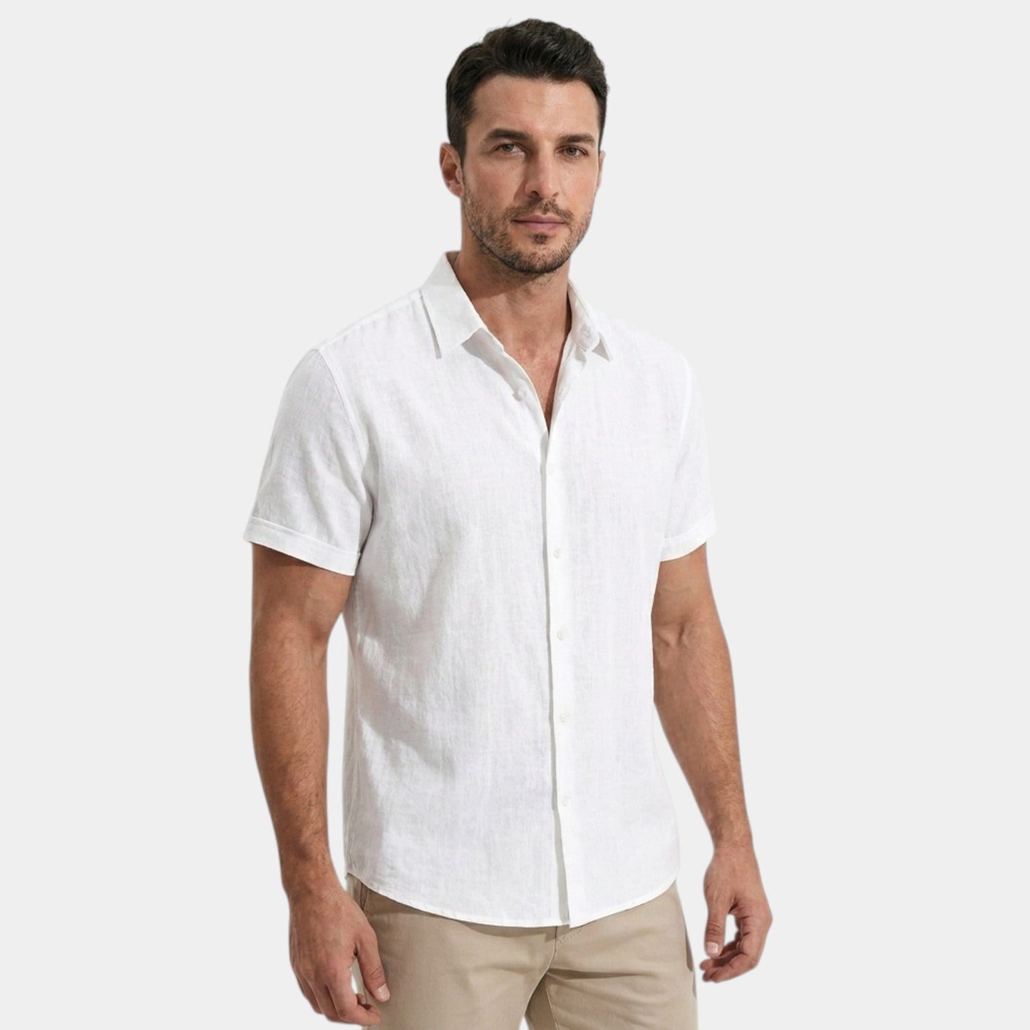 Men's Button-Up Shirt Short-Sleeve Collared Casual Holiday Beach Smart-Casual Relaxed Everyday Declan