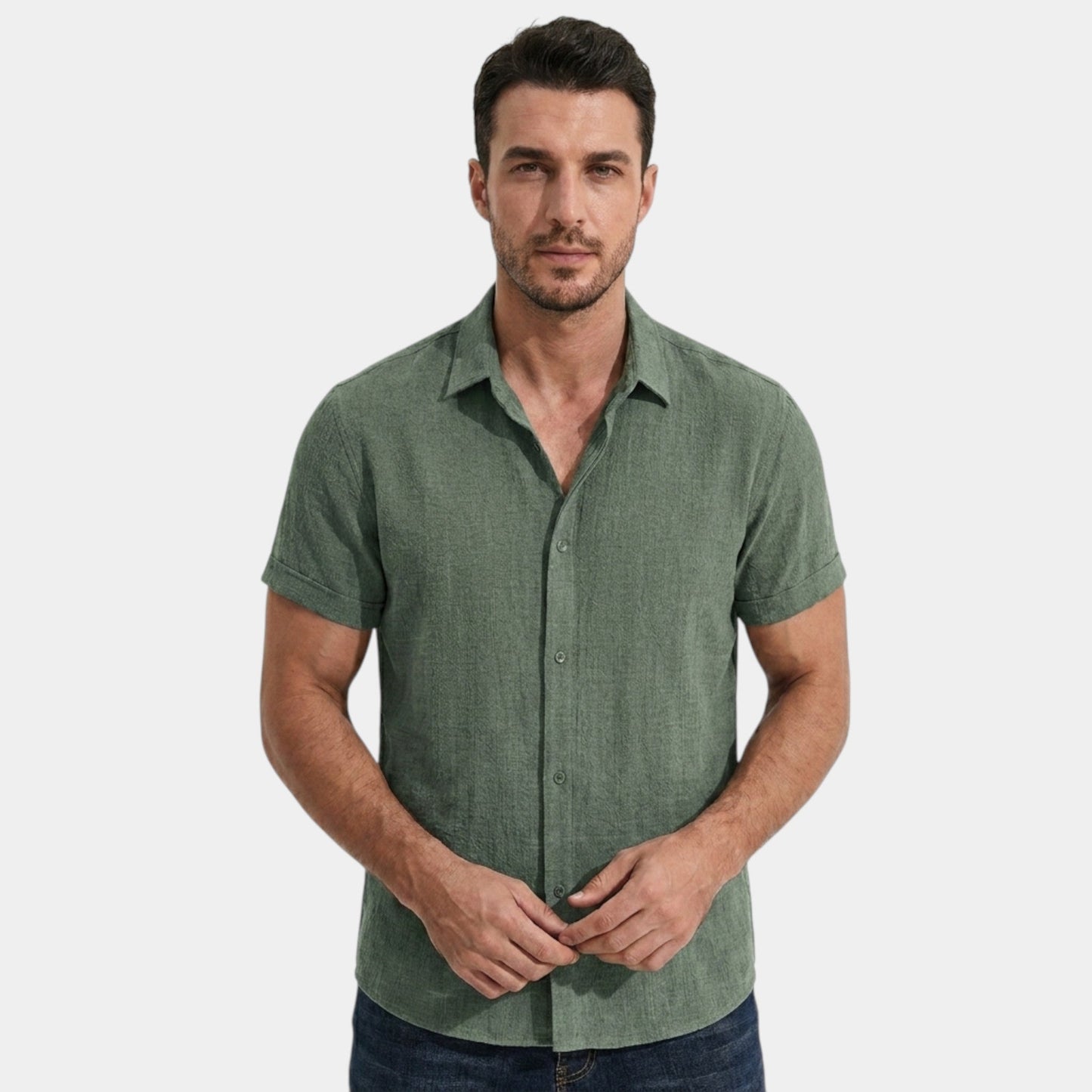 Men's Button-Up Shirt Short-Sleeve Collared Casual Holiday Beach Smart-Casual Relaxed Everyday Declan