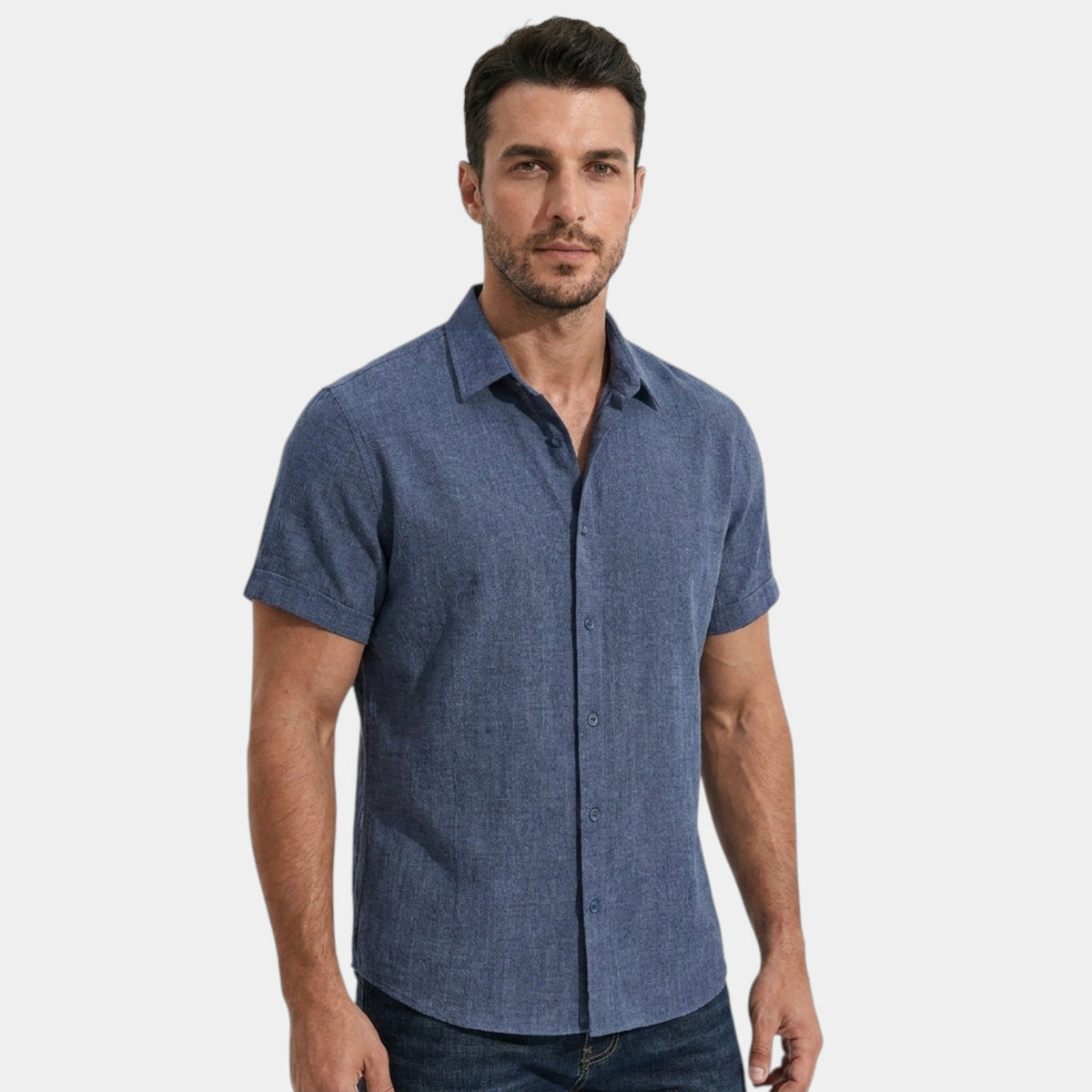 Men's Button-Up Shirt Short-Sleeve Collared Casual Holiday Beach Smart-Casual Relaxed Everyday Declan