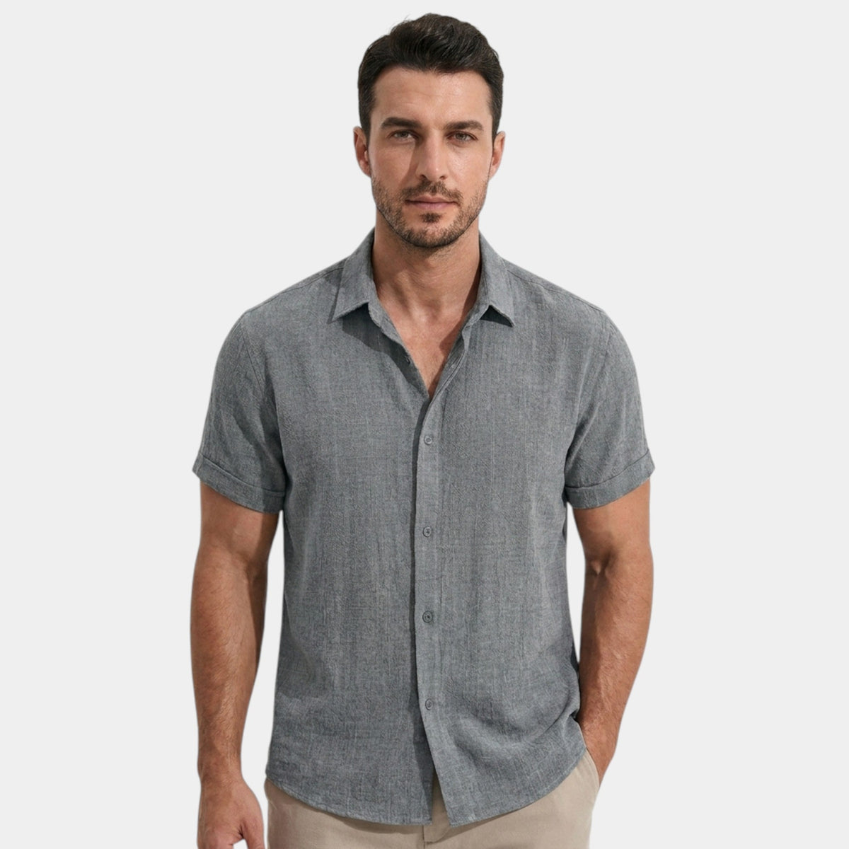 Men's Button-Up Shirt Short-Sleeve Collared Casual Holiday Beach Smart-Casual Relaxed Everyday Declan