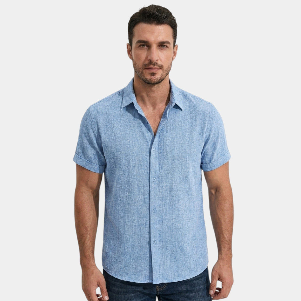 Men's Button-Up Shirt Short-Sleeve Collared Casual Holiday Beach Smart-Casual Relaxed Everyday Declan