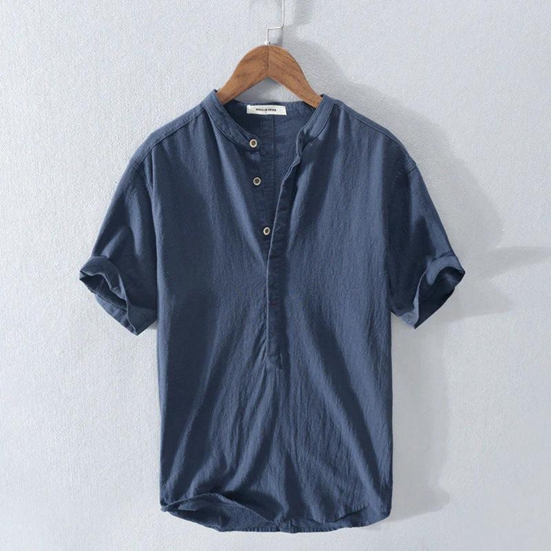 Men's Breezy Shirt Short-Sleeve Button-Up Collared Lightweight Casual Holiday Beach Smart-Casual Everyday Halden
