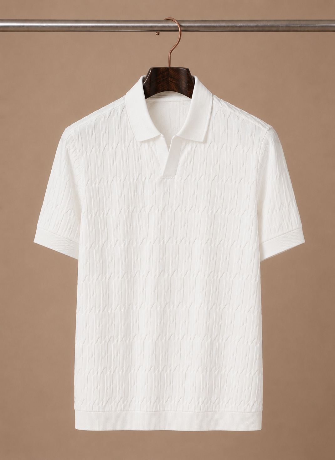 Men's Knit Polo Shirt Textured Short-Sleeve Collared Ribbed Casual Smart-Casual Everyday Golf Holiday Jasper