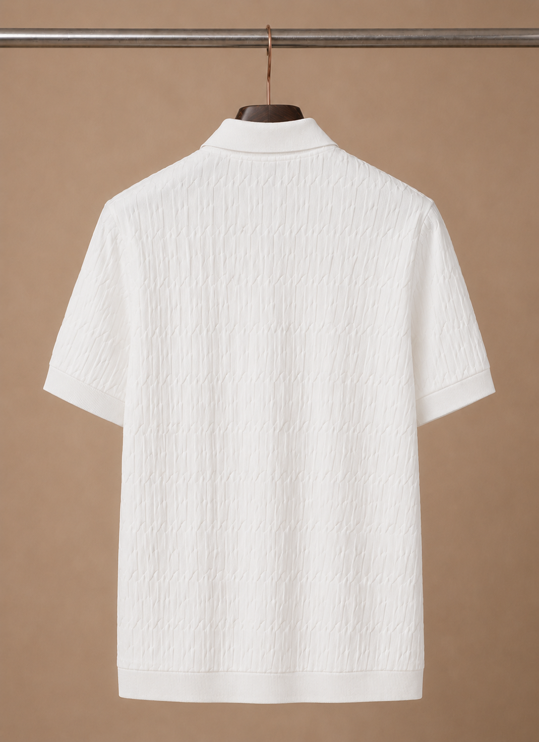 Men's Knit Polo Shirt Textured Short-Sleeve Collared Ribbed Casual Smart-Casual Everyday Golf Holiday Jasper