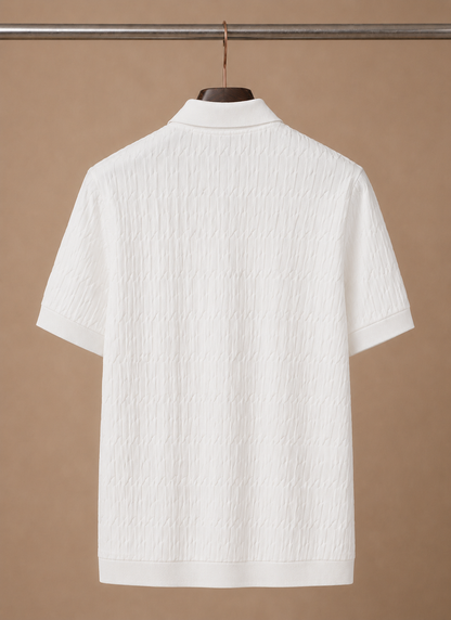 Men's Knit Polo Shirt Textured Short-Sleeve Collared Ribbed Casual Smart-Casual Everyday Golf Holiday Jasper