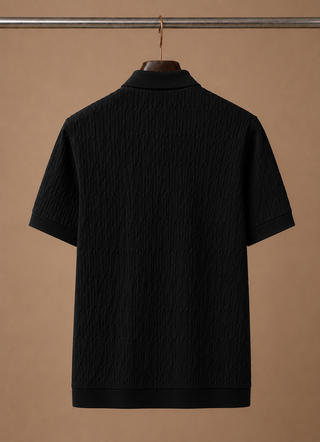 Men's Knit Polo Shirt Textured Short-Sleeve Collared Ribbed Casual Smart-Casual Everyday Golf Holiday Jasper