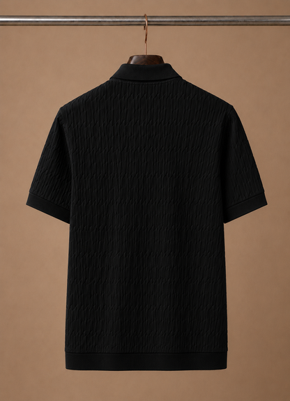 Men's Knit Polo Shirt Textured Short-Sleeve Collared Ribbed Casual Smart-Casual Everyday Golf Holiday Jasper