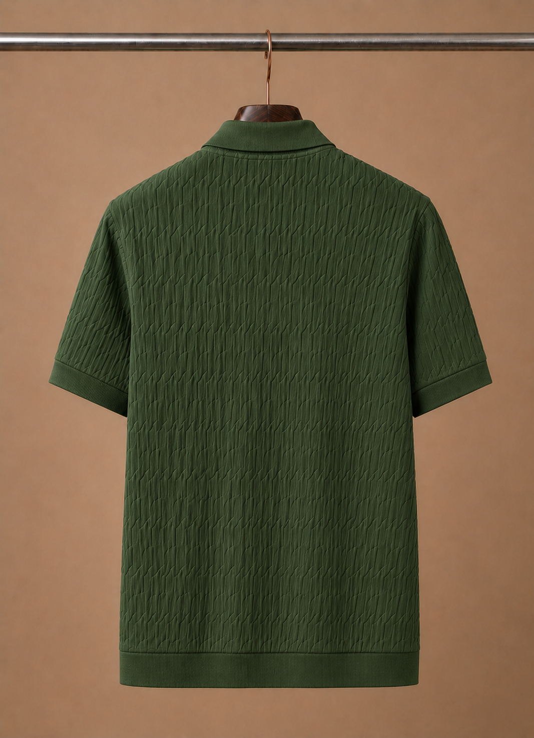 Men's Knit Polo Shirt Textured Short-Sleeve Collared Ribbed Casual Smart-Casual Everyday Golf Holiday Jasper