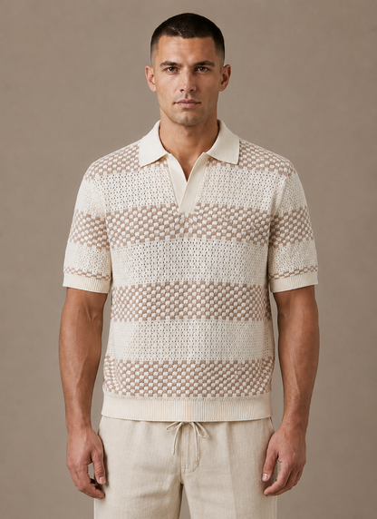 Men's Striped Polo Shirt Short-Sleeve Collared Smart-Casual Fit Casual Everyday Golf Sport Regular Sawyer