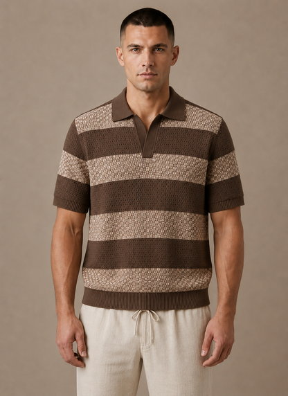 Men's Striped Polo Shirt Short-Sleeve Collared Smart-Casual Fit Casual Everyday Golf Sport Regular Sawyer