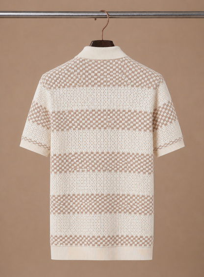 Men's Striped Polo Shirt Short-Sleeve Collared Smart-Casual Fit Casual Everyday Golf Sport Regular Sawyer