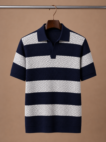 Men's Striped Polo Shirt Short-Sleeve Collared Smart-Casual Fit Casual Everyday Golf Sport Regular Sawyer