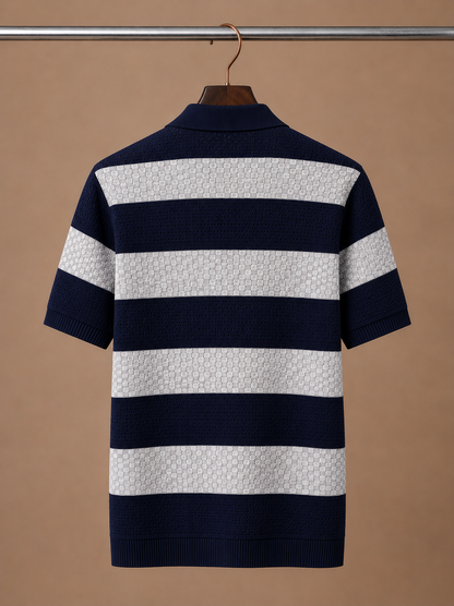 Men's Striped Polo Shirt Short-Sleeve Collared Smart-Casual Fit Casual Everyday Golf Sport Regular Sawyer