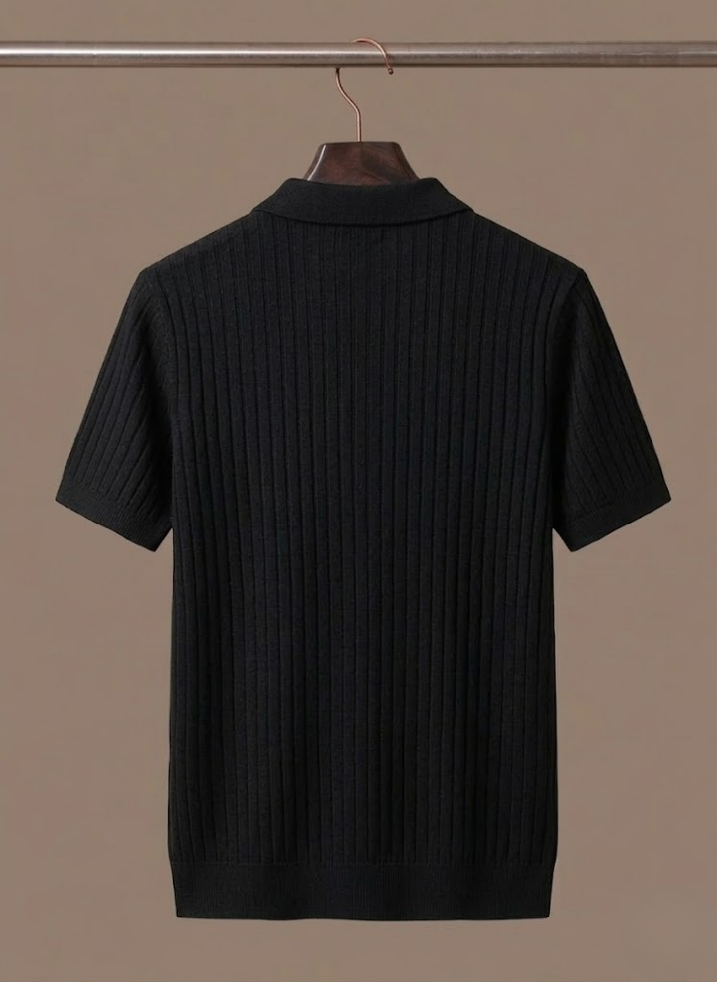 Men's Striped Knit Polo Shirt Short-Sleeve Collared Ribbed Casual Smart-Casual Everyday Golf Everett