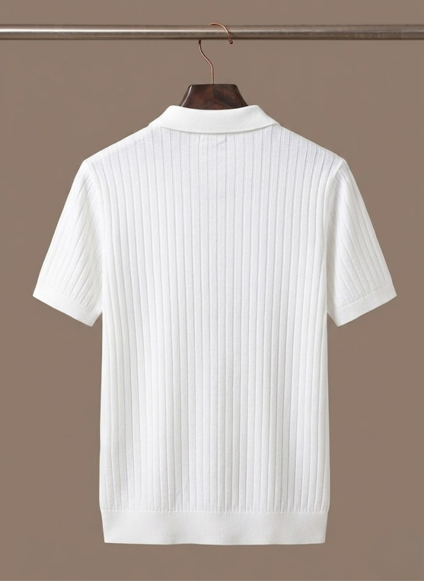 Men's Striped Knit Polo Shirt Short-Sleeve Collared Ribbed Casual Smart-Casual Everyday Golf Everett