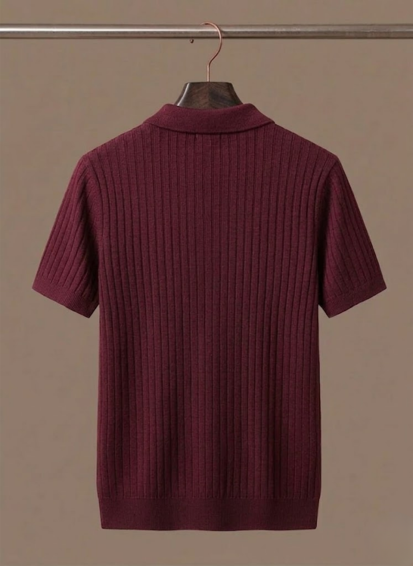 Men's Striped Knit Polo Shirt Short-Sleeve Collared Ribbed Casual Smart-Casual Everyday Golf Everett