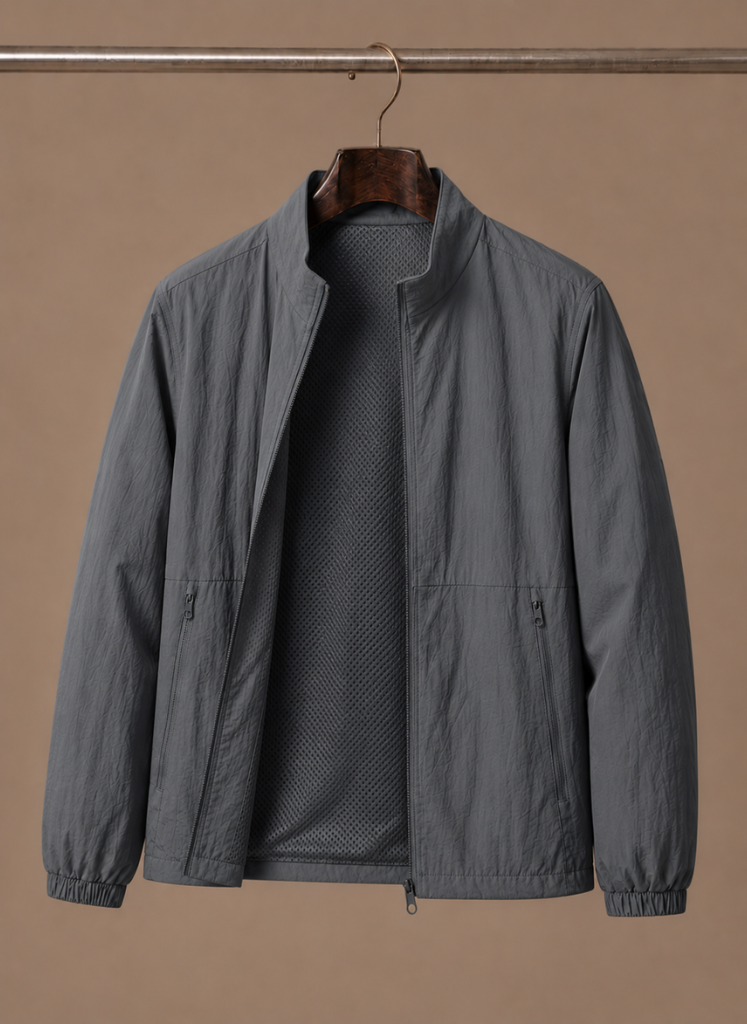 Men's Casual Jacket Lightweight Full-Zip Stand Collar Layering Everyday Smart-Casual Outdoor Versatile Cody