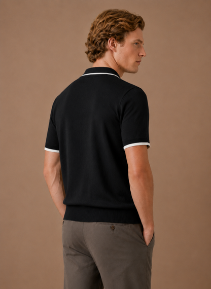 Men's Polo Shirt Casual Fit Contrast Trim Short-Sleeve Collared Casual Smart-Casual Everyday Golf Sport Merrick