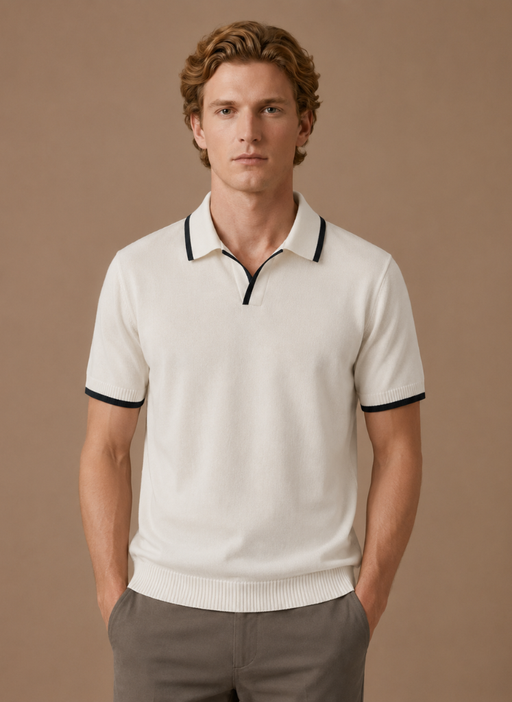 Men's Polo Shirt Casual Fit Contrast Trim Short-Sleeve Collared Casual Smart-Casual Everyday Golf Sport Merrick