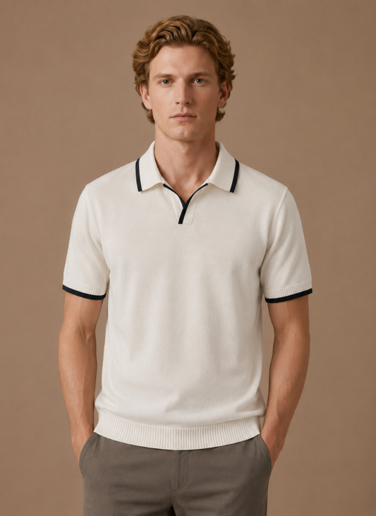 Men's Polo Shirt Casual Fit Contrast Trim Short-Sleeve Collared Casual Smart-Casual Everyday Golf Sport Merrick