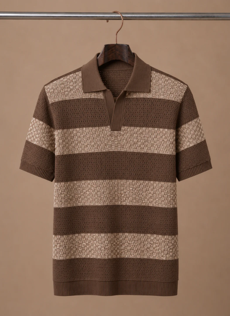 Men's Striped Polo Shirt Short-Sleeve Collared Smart-Casual Fit Casual Everyday Golf Sport Regular Sawyer