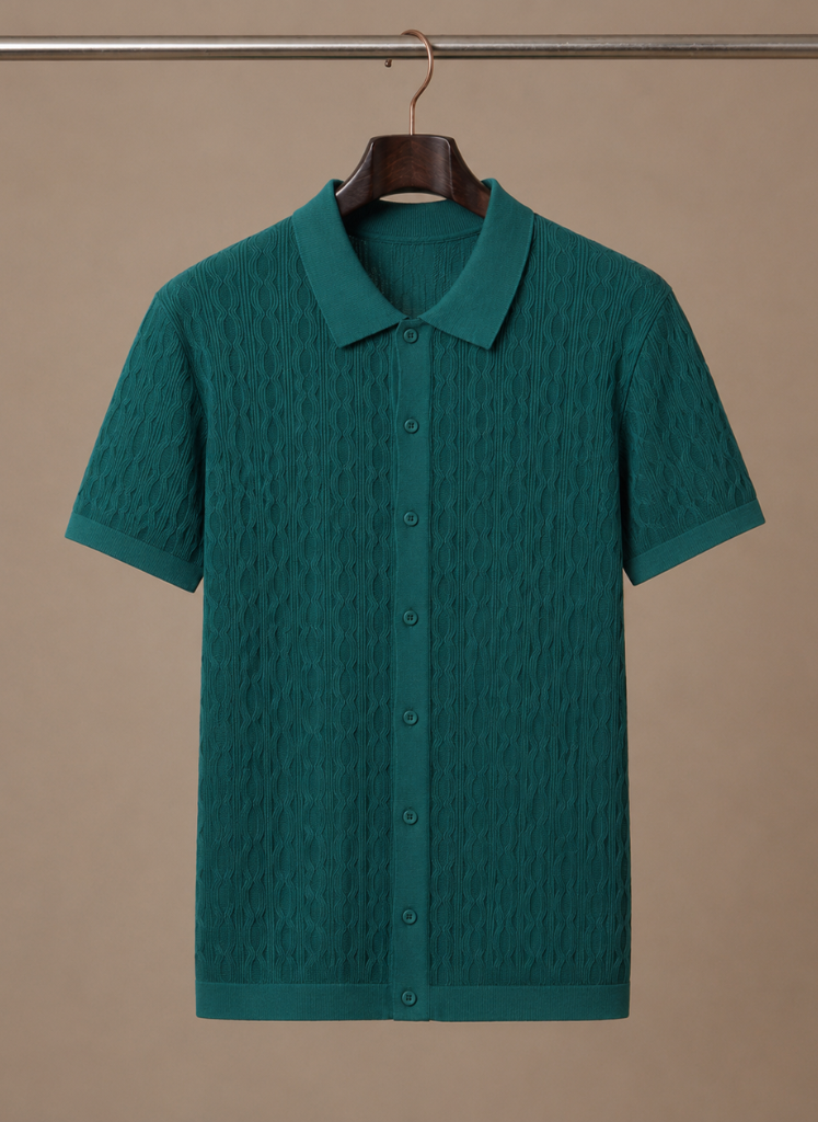 Men's Textured Polo Shirt Short-Sleeve Collared Regular Fit Smart-Casual Casual Everyday Golf Sport Callahan