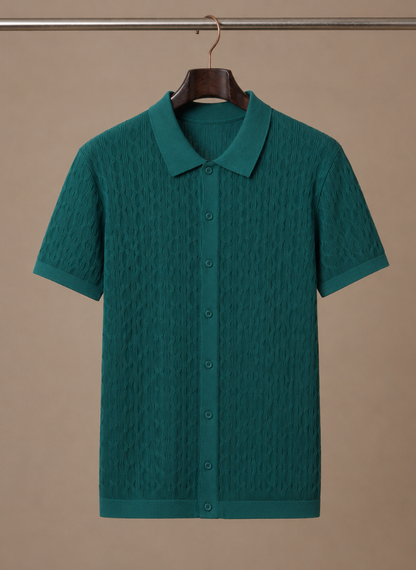 Men's Textured Polo Shirt Short-Sleeve Collared Regular Fit Smart-Casual Casual Everyday Golf Sport Callahan