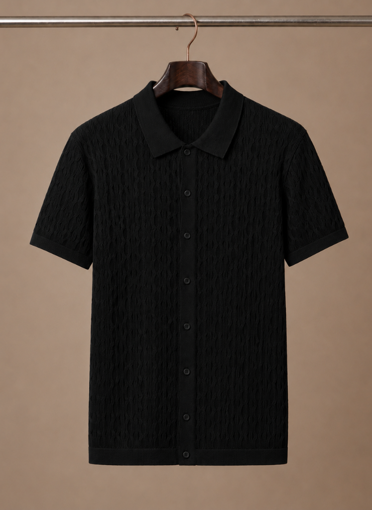 Men's Textured Polo Shirt Short-Sleeve Collared Regular Fit Smart-Casual Casual Everyday Golf Sport Callahan
