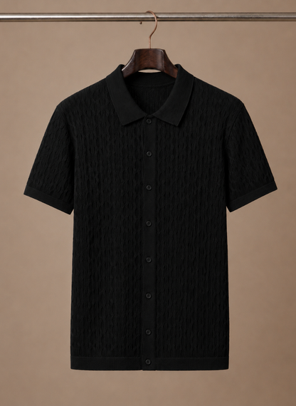 Men's Textured Polo Shirt Short-Sleeve Collared Regular Fit Smart-Casual Casual Everyday Golf Sport Callahan