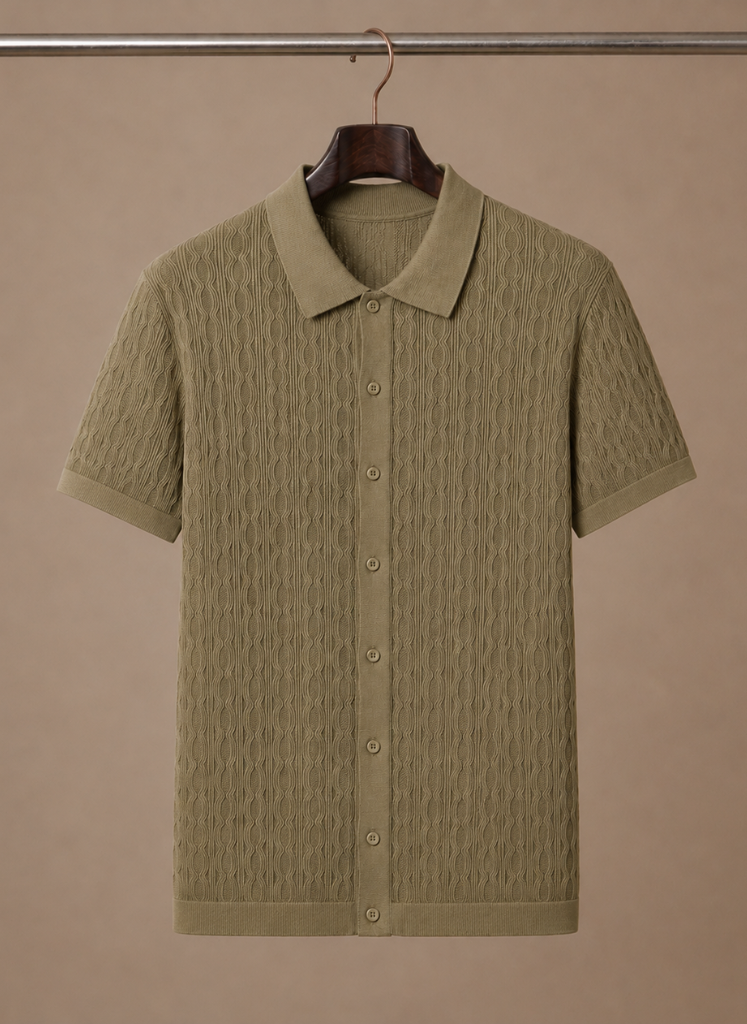 Men's Textured Polo Shirt Short-Sleeve Collared Regular Fit Smart-Casual Casual Everyday Golf Sport Callahan