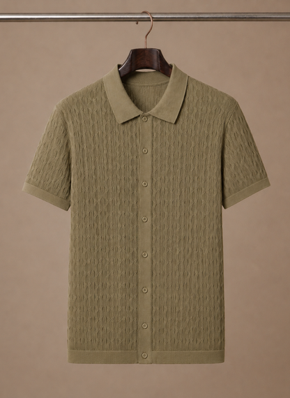Men's Textured Polo Shirt Short-Sleeve Collared Regular Fit Smart-Casual Casual Everyday Golf Sport Callahan