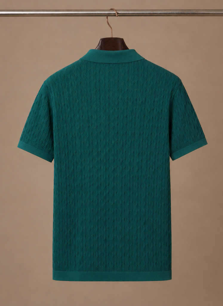 Men's Textured Polo Shirt Short-Sleeve Collared Regular Fit Smart-Casual Casual Everyday Golf Sport Callahan