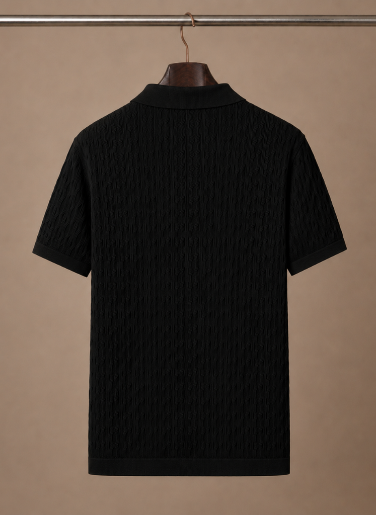 Men's Textured Polo Shirt Short-Sleeve Collared Regular Fit Smart-Casual Casual Everyday Golf Sport Callahan