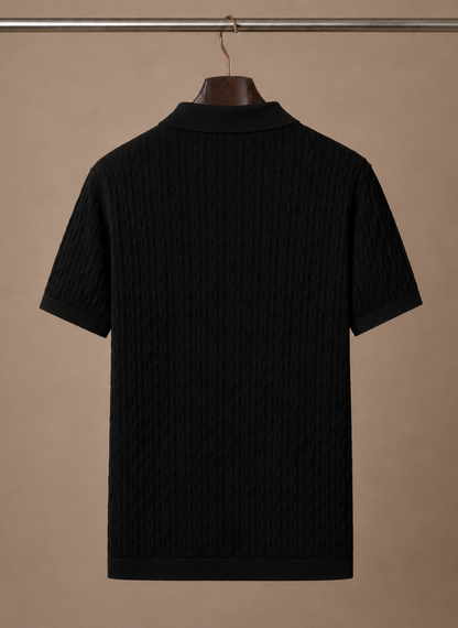 Men's Textured Polo Shirt Short-Sleeve Collared Regular Fit Smart-Casual Casual Everyday Golf Sport Callahan