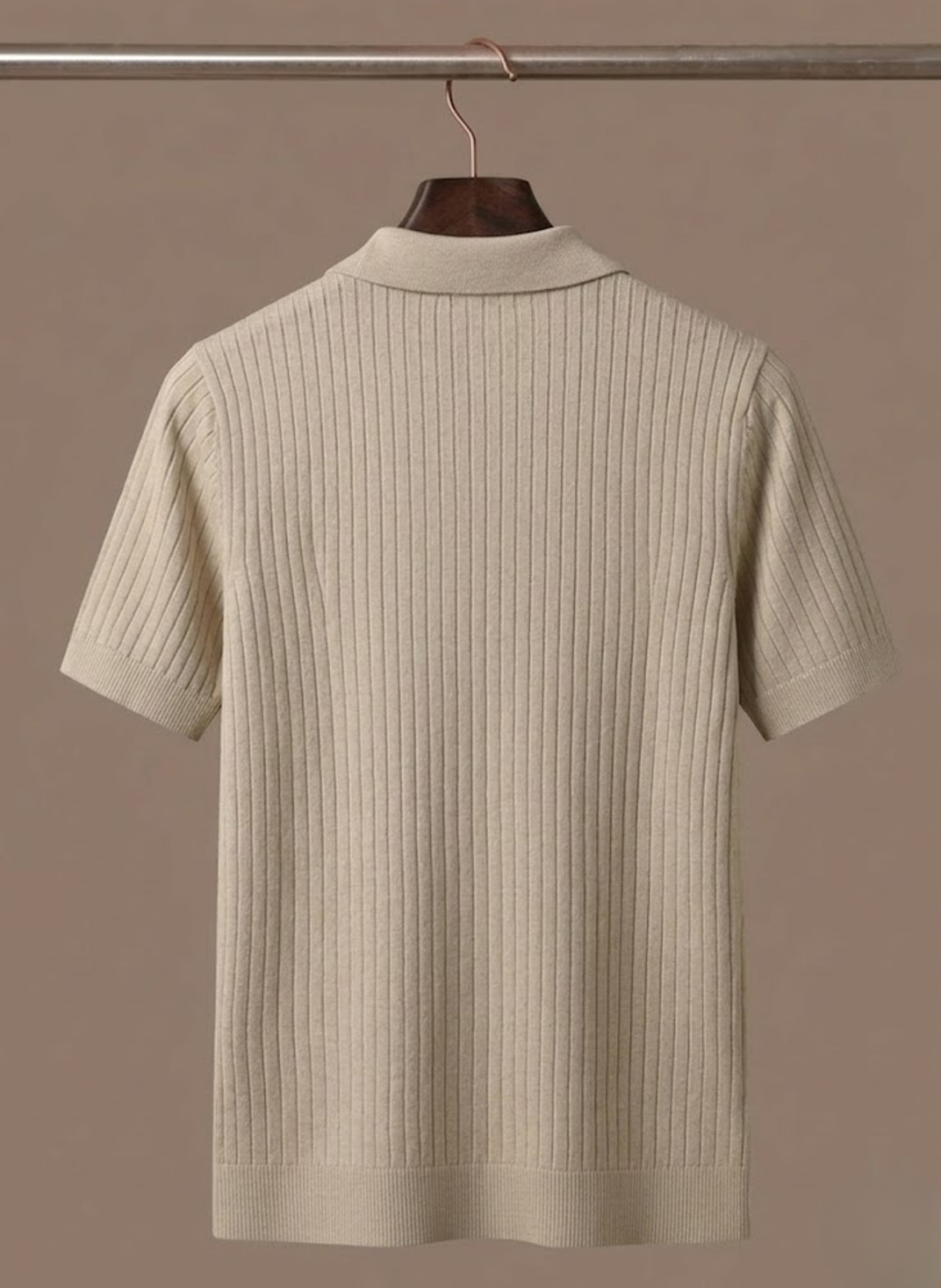 Men's Ribbed Knit Polo Shirt Short-Sleeve Collared Textured Casual Smart-Casual Everyday Golf Holiday Rowley